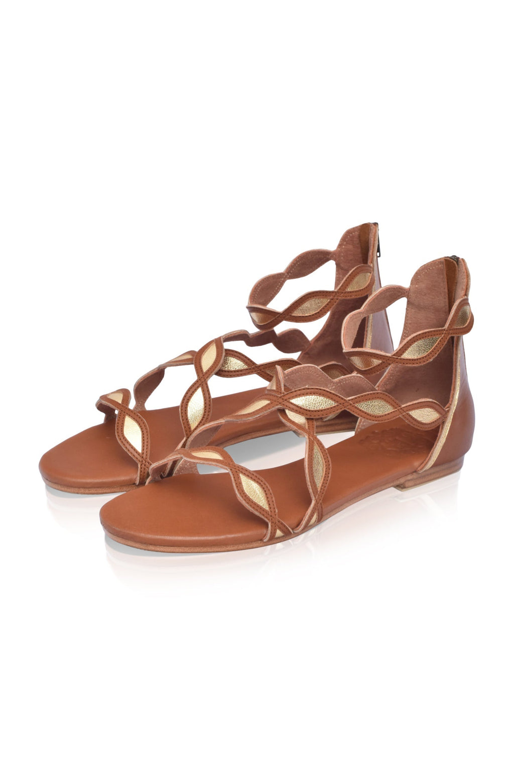Blossom Scalloped Leather Sandals-1