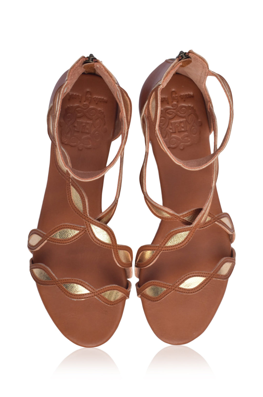Blossom Scalloped Leather Sandals-4
