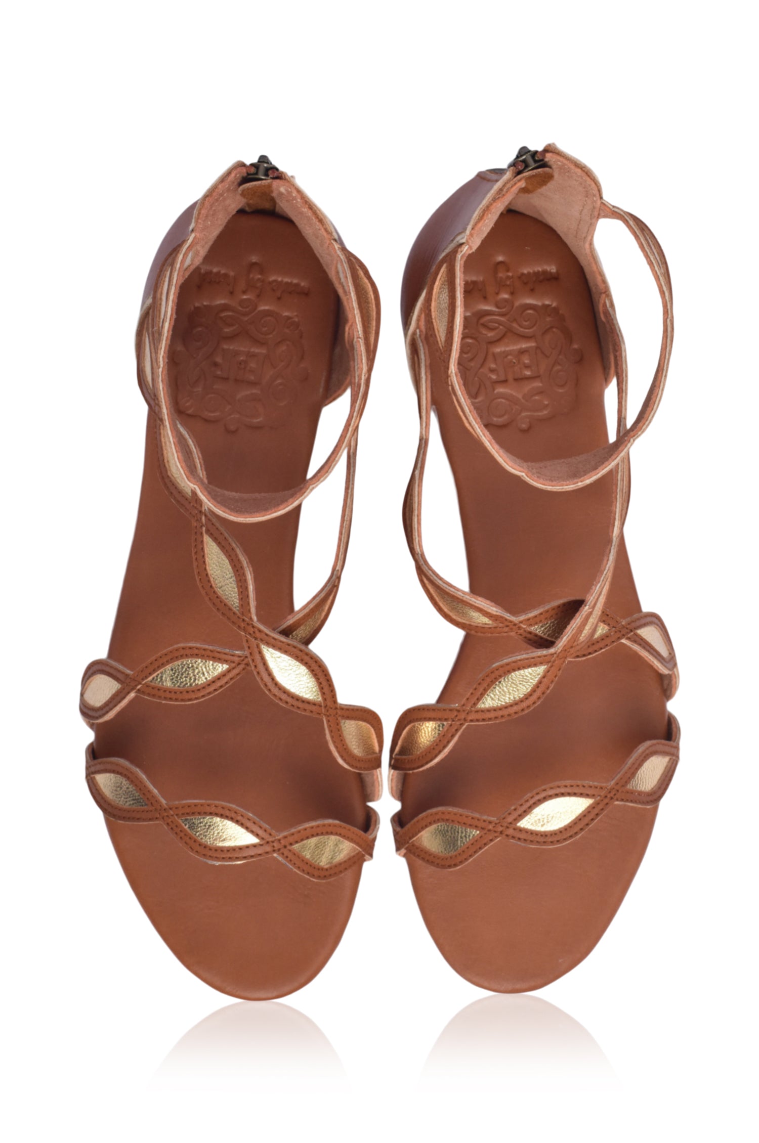 Blossom Scalloped Leather Sandals-4
