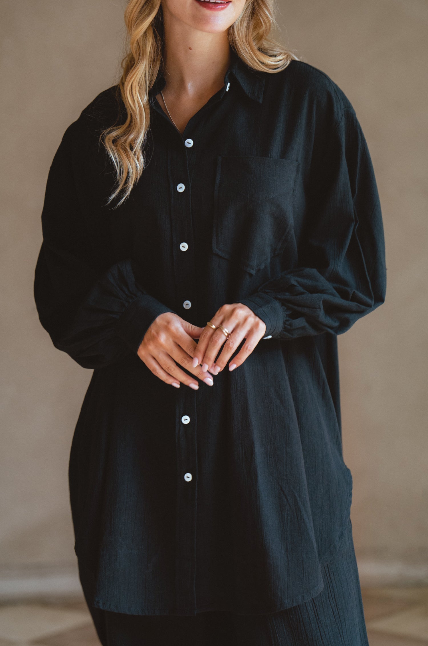 Calin Long Sleeve Oversized Shirt (Sale)